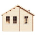 Side view of the GardenHouse24 USA Clockhouse Bristol 44mm Garden Room shows three tall windows and a pitched roof with exposed rafters