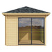 Side view of the GardenHouse24 USA Pavilion ALU 44B Garden Room shows a full-height sliding glass wall allowing ample daylight