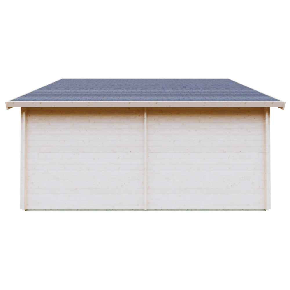 Side view shows the solid rear wall and pitched roof of the GardenHouse24 USA Garage Morten 44A Garden Room