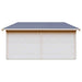 Side view shows the solid rear wall and pitched roof of the GardenHouse24 USA Garage Morten 44A Garden Room