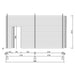 Side wall blueprint of the GardenHouse24 USA Garage Bjarne 44 Garden Room with precise timber spacing and door placement marked