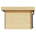 Side wall of the GardenHouse24 USA Miriam 44A Modern Garden Room, featuring vertical wood paneling and a black gutter pipe