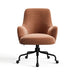 Sienna Doux Chenille Crate & Barrel Bellevue Upholstered Office Chair in warm sienna chenille fabric with a supportive backrest and smooth rolling base