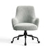 Silver Monet Recycled Chenille Crate & Barrel Bellevue Upholstered Office Chair in silver chenille fabric with padded arms and a caster base
