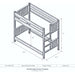 Single Single Left – Fireside Lodge Appalachian Bunk Bed is a line drawing of a single-over-single bunk bed with a left-side ladder and visible height, width, and depth dimensions