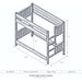 Single Single Left – Fireside Lodge Hickory Log Bunk Bed shown as a black-and-white diagram of a single-over-single bunk bed with a left-side ladder and clearly marked height and footprint