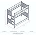 Single Single Right – Fireside Lodge Appalachian Bunk Bed is a dimensioned line illustration of a single-over-single bunk bed with a right-side ladder and full safety rails