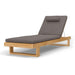 Single Westminster Teak Horizon Chaise Lounger with a gray cushion sits on a plain background