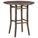 Slate Fireside Lodge Hickory Log Round Pub Table - 36 Inch displays a gray-brown round top with bark edges and rugged log legs for a modern rustic feel