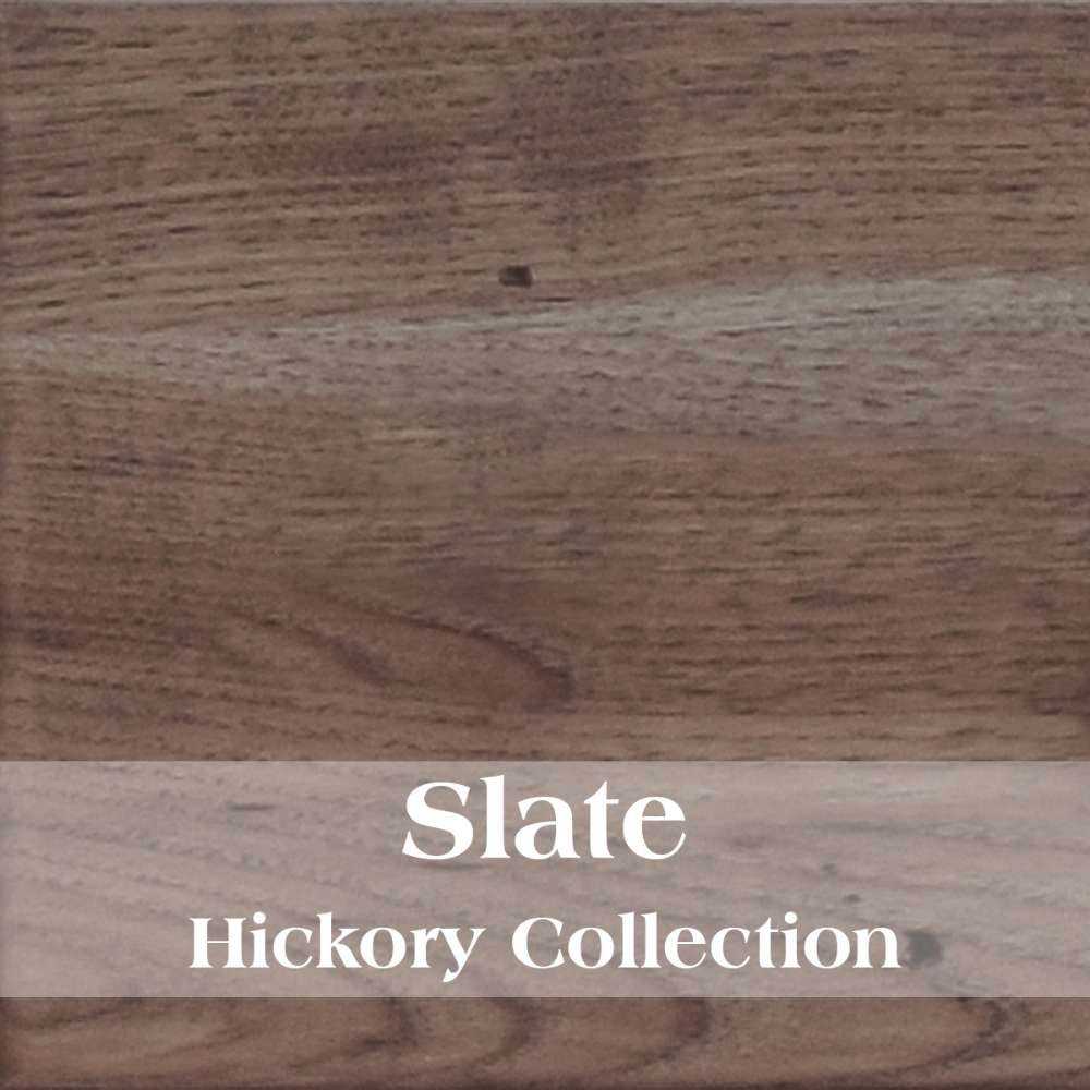 Slate Fireside Lodge Hickory Log Storage Chest features a cool gray-brown finish with soft, understated grain patterns