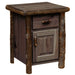 Slate Fireside Lodge Log Enclosed Nightstand in a gray finish with log legs, a drawer, and cabinet door