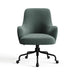 Slate Palisades Recycled Chenille Crate & Barrel Bellevue Upholstered Office Chair in slate blue-green chenille with rounded arms and a black rolling caster base