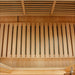 Slatted floor heater set on the cabin floor of Golden Designs Maxxus Bellevue 3 Person Low EMF Far Infrared Sauna