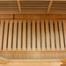Slatted floor heater set on the cabin floor of Golden Designs Maxxus Chaumont 4 Person Near Zero EMF Far Infrared Sauna in Red Cedar