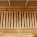 Slatted floor heater set on the cabin floor of Golden Designs Maxxus Montilemar 3 Person Near Zero EMF Far Infrared Sauna in Red Cedar