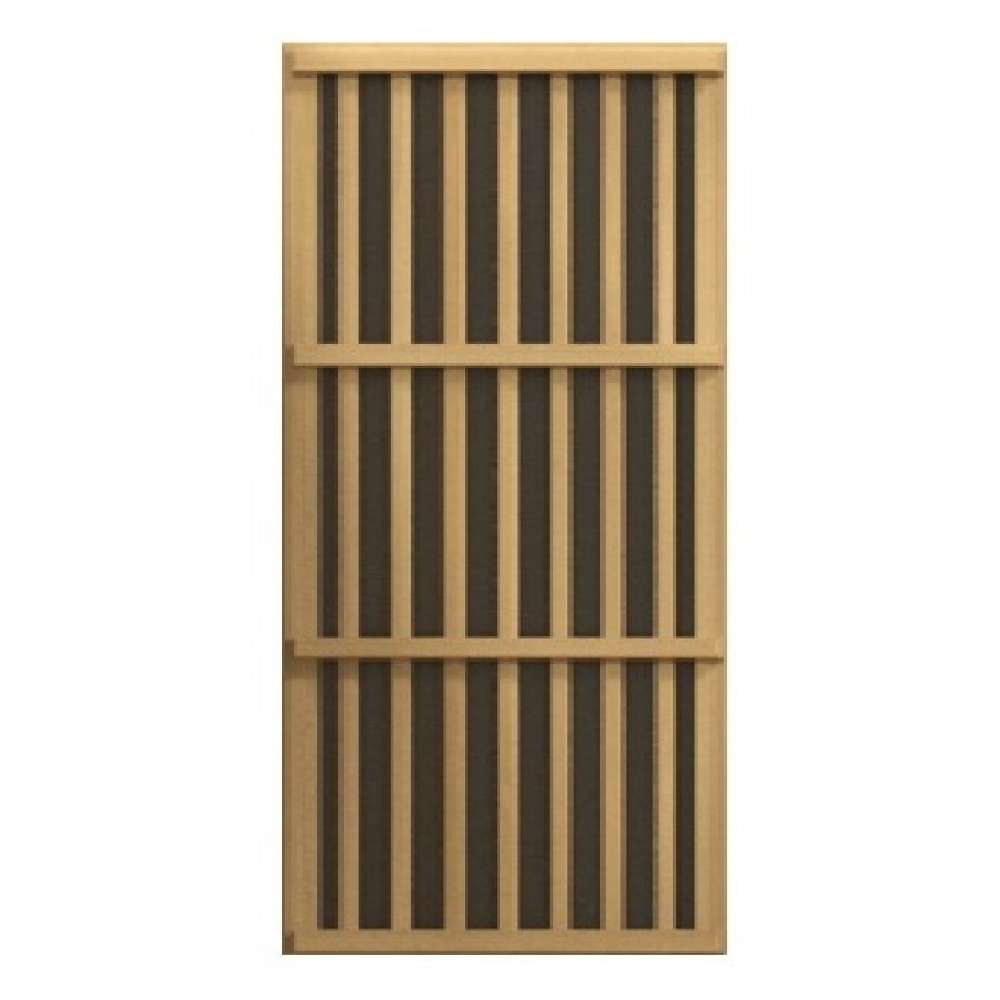 Slatted wood heater cover over a carbon panel used in Golden Designs Maxxus 3 Person Low EMF Far Infrared Sauna in Hemlock