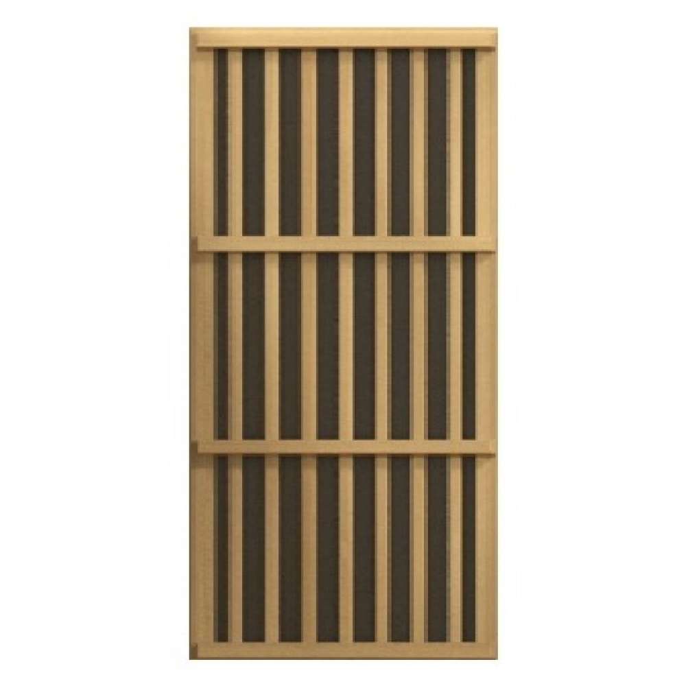 Slatted wood heater cover over a carbon panel used in Golden Designs Maxxus 4 Person Low EMF Far Infrared Sauna in Hemlock