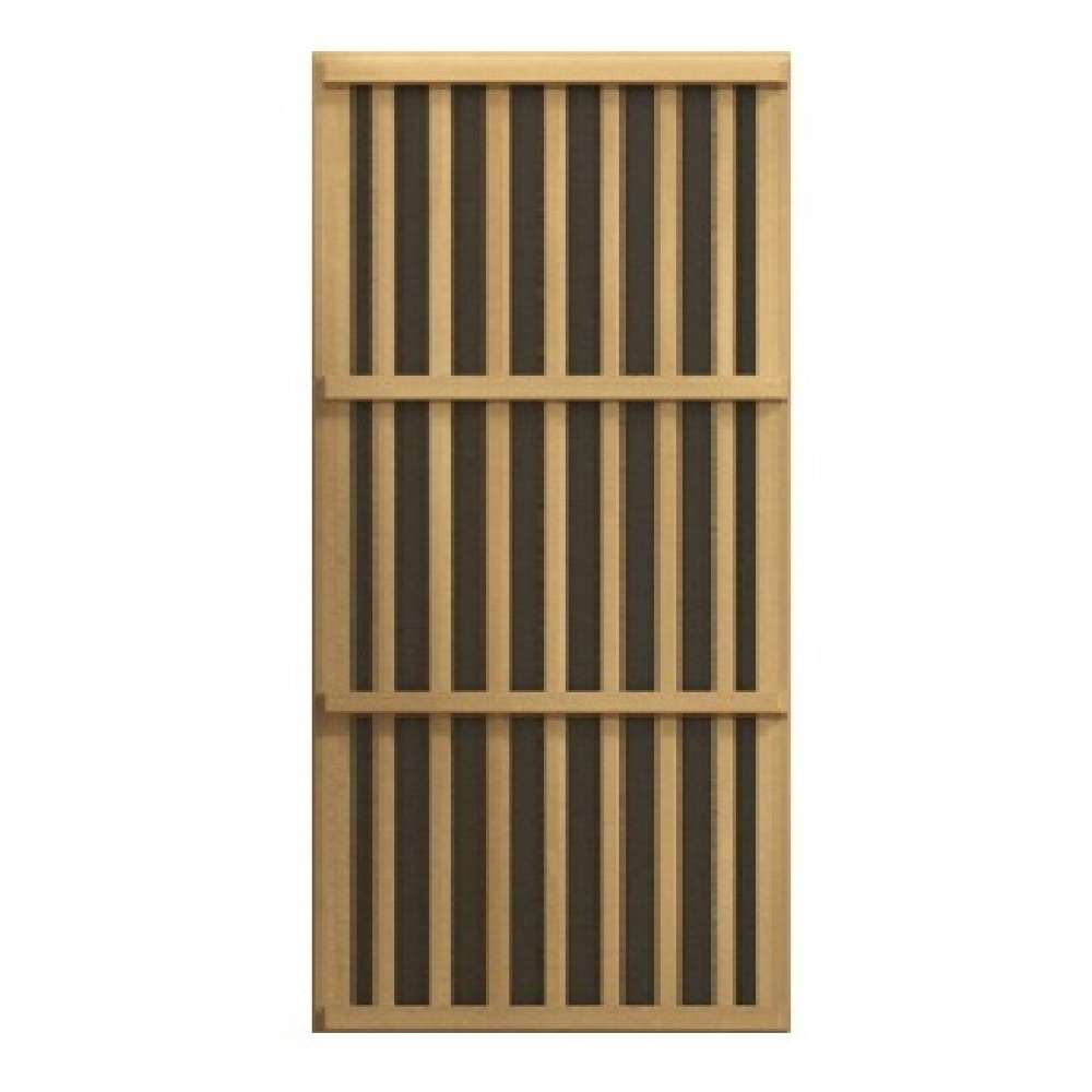 Slatted wood heater cover over a carbon panel used in Golden Designs Maxxus Alpine Dual Tech 3 Person Low EMF Far Infrared Sauna