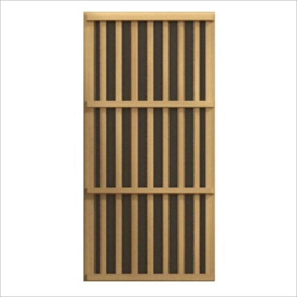 Slatted wood heater cover over a carbon panel used in Golden Designs Maxxus Bellevue 3 Person Low EMF Far Infrared Sauna