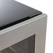 Sleek metal top edge design highlights the modern finish of KingsBottle 389 Cans Capacity Upright Beverage Refrigerator With Low-E Glass Door