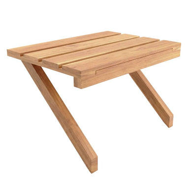 Slightly angled perspective shows the Outdoor Living Today 8ft Western Red Cedar Shed Shelves (Set of 3) with smooth wood grain and stable, outward-leaning legs