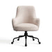 Smoke Brera Boucle Crate & Barrel Bellevue Upholstered Office Chair in smoke-colored boucle fabric with a textured finish and black caster base