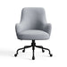 Spa Icon Chenille Crate & Barrel Bellevue Upholstered Office Chair in spa blue chenille with a cushioned seat and rolling black base
