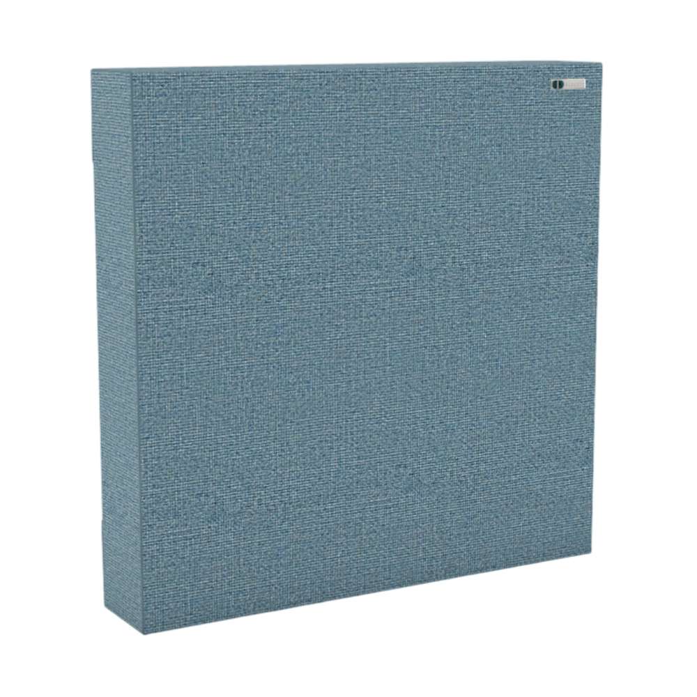 Square Dolphin GIK Acoustics Classic Bass Trap in soft blue fabric finish for effective acoustic treatment