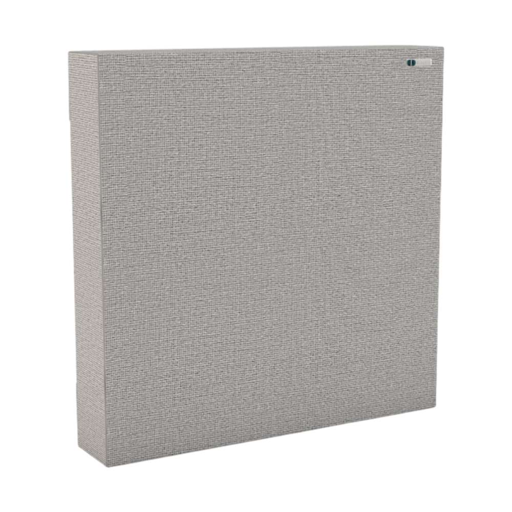 Square Glass GIK Acoustics Scopus™ Tuned Membrane Bass Trap light gray square acoustic panel with subtle woven material