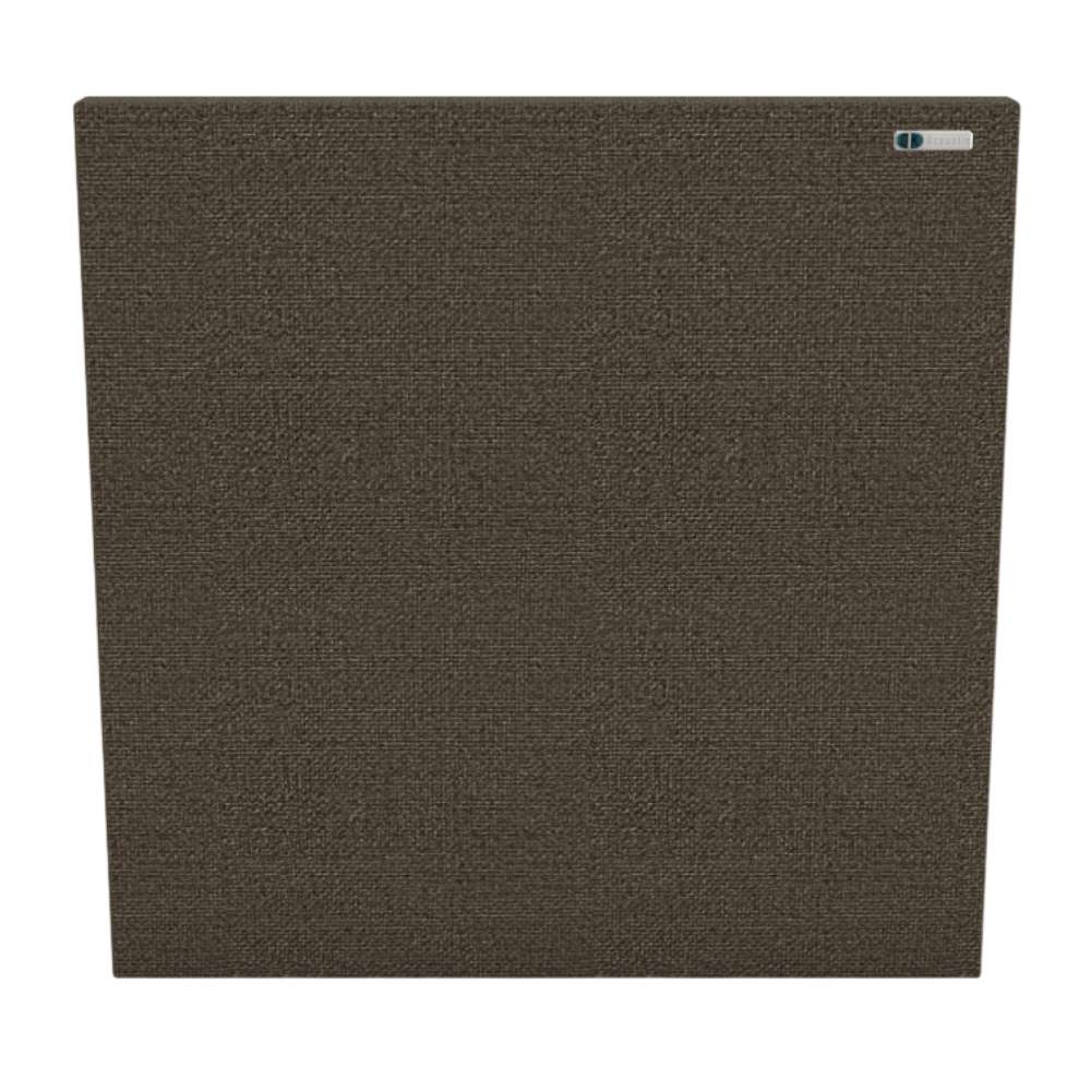 Square Lerwick GIK Acoustics Classic Acoustic Panel in dark brown fabric, providing acoustic treatment with a rich textured finish