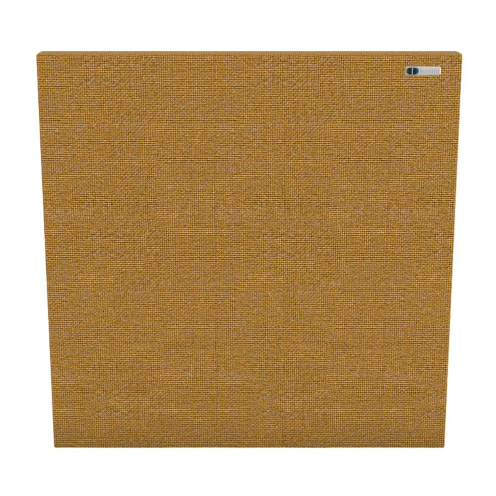 Square Maree GIK Acoustics Classic Acoustic Panel in warm golden mustard fabric, offering acoustic treatment with a vibrant woven finish