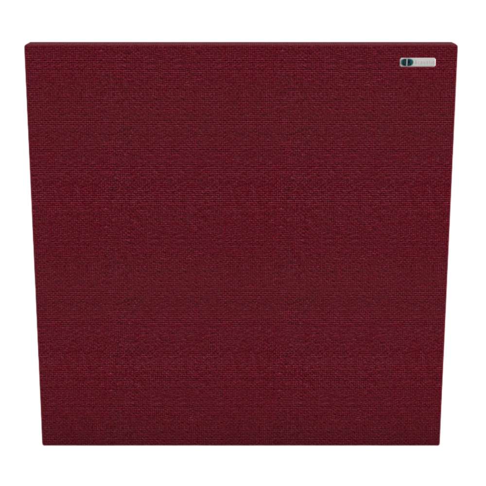 Square Tummel GIK Acoustics Classic Acoustic Panel in rich burgundy fabric, offering sound absorption with a warm sophisticated look