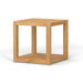 Square wooden Westminster Teak Horizon Teak Side Table with a smooth top and open lower shelf is shown against a plain background