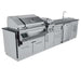 Stainless steel outdoor kitchen island with grill, sink, and storage from the Sunstone Cypress 11.6FT Outdoor Cabinet large Island Package