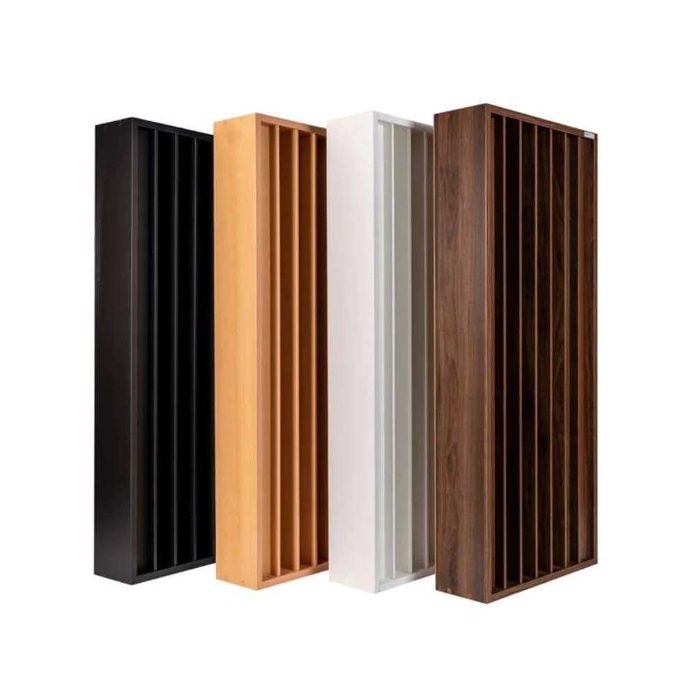 Standard GIK Acoustics Q7D Quadratic Residue Diffuser available in multiple finishes with vertical channels that enhance room acoustics and sound quality