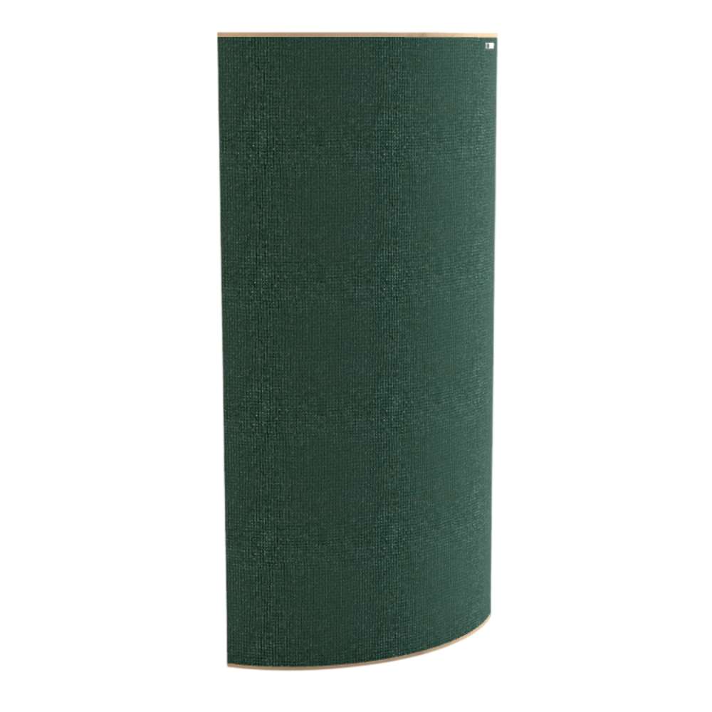 Standard Lora GIK Acoustics Evolution PolyFusor™ Polycylindrical Diffuser in deep green fabric with a curved acoustic panel design
