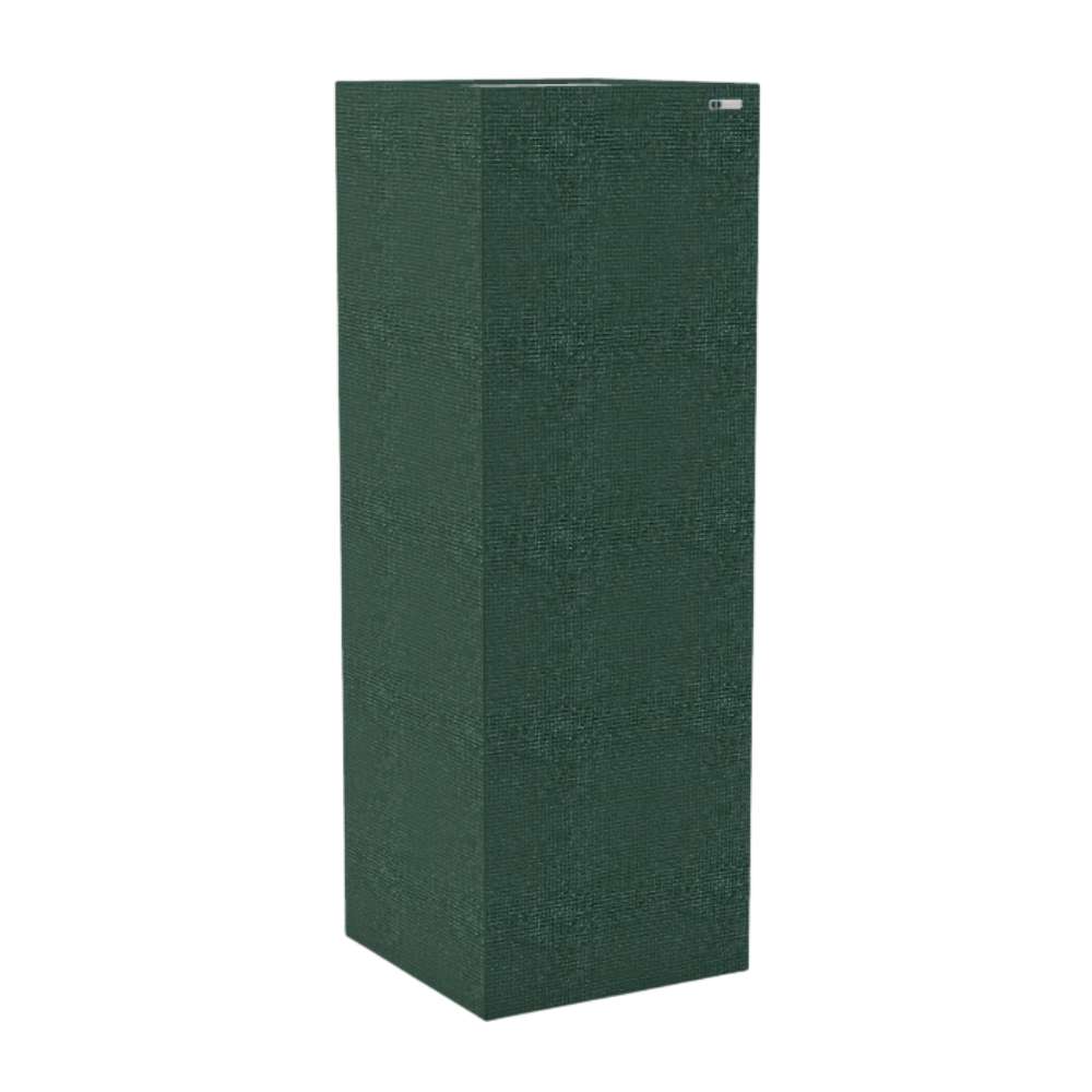 Standard Lora GIK Acoustics Soffit Corner Bass Trap in a dark green fabric finish for corner bass absorption and acoustic control