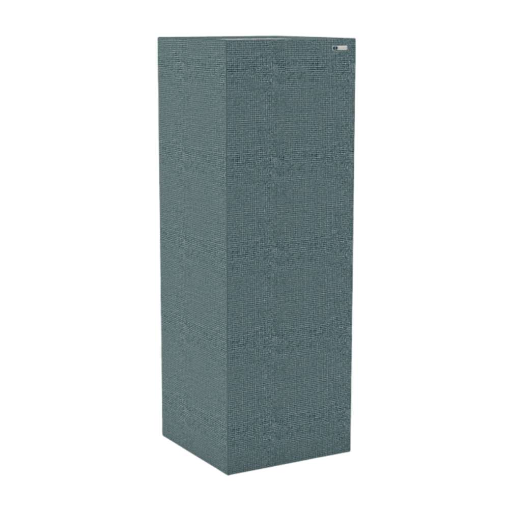Standard Ronay GIK Acoustics Soffit Corner Bass Trap in a muted blue-gray fabric finish for controlling bass resonance and reflections