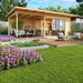 GardenHouse24 USA Starla 44C ALU ISO Garden Room appears beautifully styled with furniture and garden surroundings