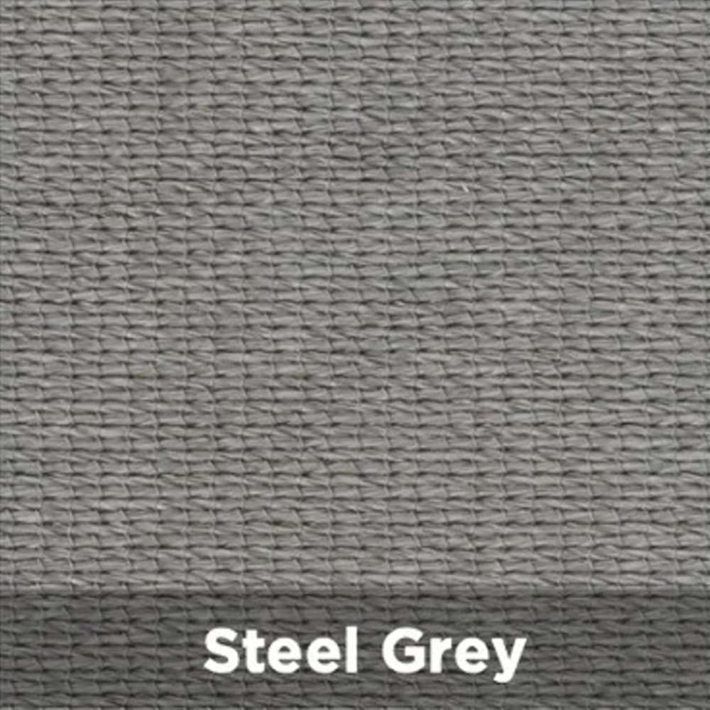 Steel Grey Tenshon Equilateral Triangle Shade Sail fabric color sample featuring a modern steel grey woven shade material