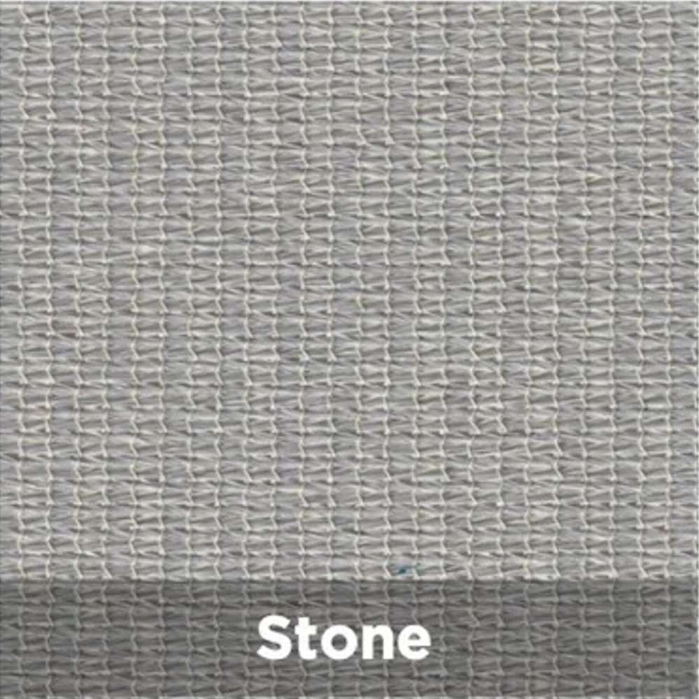 Stone Tenshon Equilateral Triangle Shade Sail fabric color sample featuring a light stone gray woven shade material