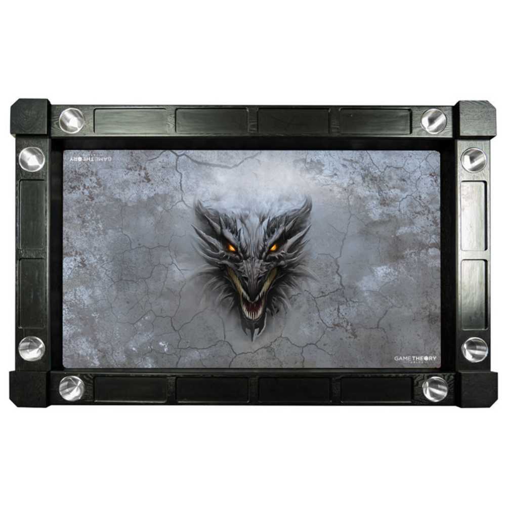 Stone Dragon Game Theory Tables Neoprene Game Mat with a fierce stone dragon head design