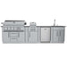 Straight-line stainless layout of Sunstone Gulf Breeze 10ft Expansive Cabinet Island Package with grill, fridge, sink, and cabinets