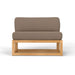 Straight-on front view of Westminster Teak Maya Slipper Chair shows its wide cushioned seat and simple rectangular teak base