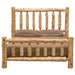 Straight-on view of fully assembled Fireside Lodge Cedar Log Traditional Bed shows a tall log headboard, matching footboard, and a mattress