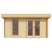 Straight-on studio image of the GardenHouse24 USA Miriam 44A Modern Garden Room showcasing its symmetrical design with windows and a door