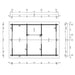 Structural diagram shows the interior wall configuration and measurements of the GardenHouse24 USA Britt 44 Garden Room
