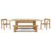 Studio image shows the full dining set with table, bench, and two chairs arranged symmetrically on a white background as part of Westminster Teak Horizon Table & Bench Set