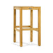 Sturdy wooden stool with a slatted square seat and four straight legs is shown from the front, labeled as Westminster Teak Somerset Backless Bar Stool
