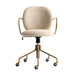 Stylish workspace featuring Crate & Barrel Luna Ivory Boucle Upholstered Office Chair at a wooden executive desk